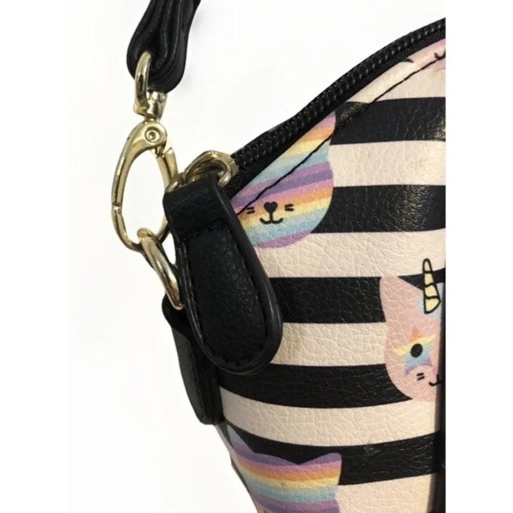 Unicorn Cat Rainbow Striped Mini Satchel  Luv Betsey Johnson Crossbody Bag Purse